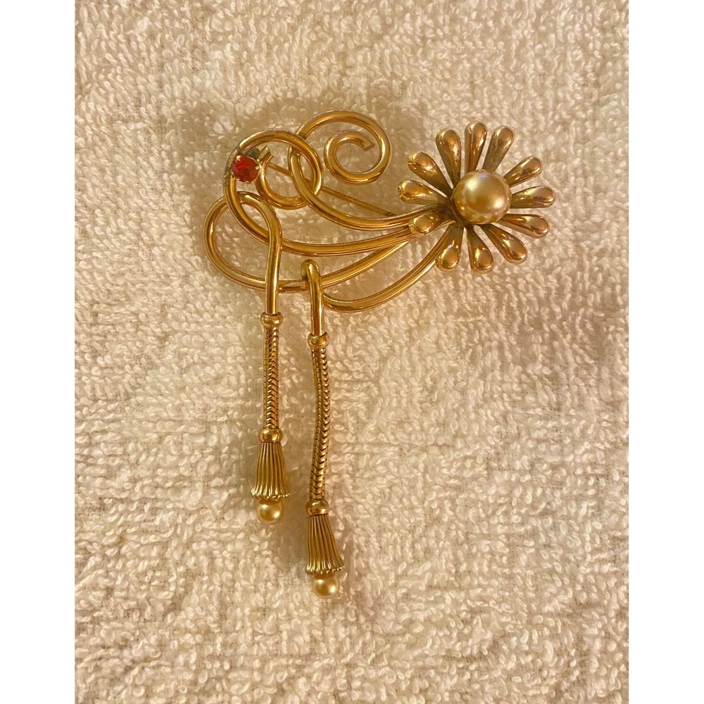 Vintage Kreisler G.F. Pin Tassels Pearl Rhinestone